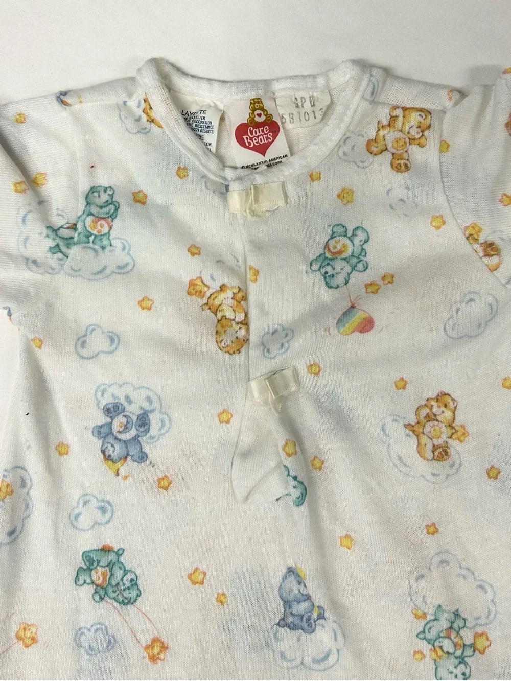 Care Bear - Vintage 1983 Infant Layette Gown - White Care Bear Print